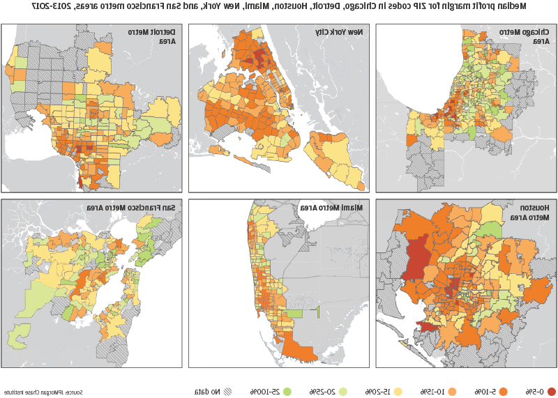 信息图描述了在大都市地区的盈利能力差异很大 