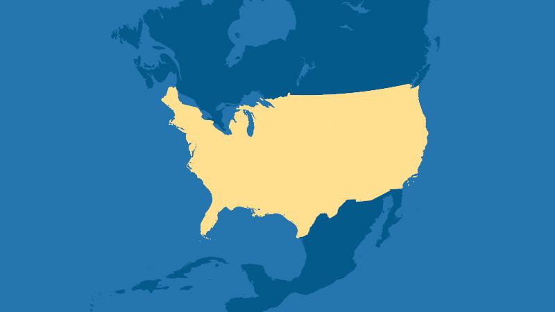 突出显示美国的地图